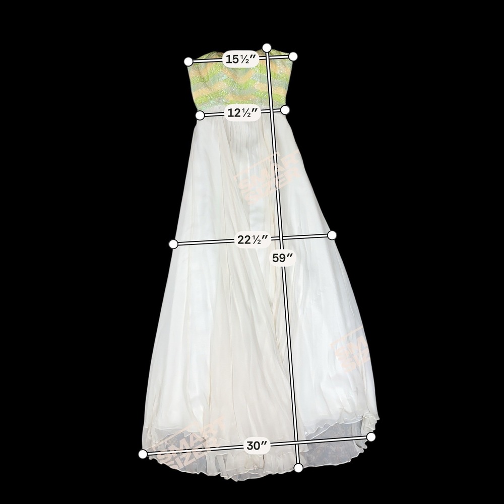 Sherri Hill 6 White Silk Beaded Strapless Gown Open Back Prom Pageant Dress - Picture 10 of 11